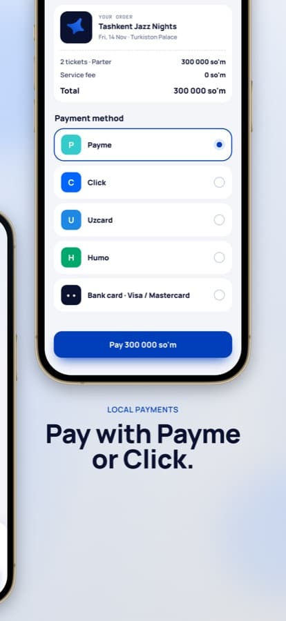 Скриншот для магазина: Оплата через Payme или Click
